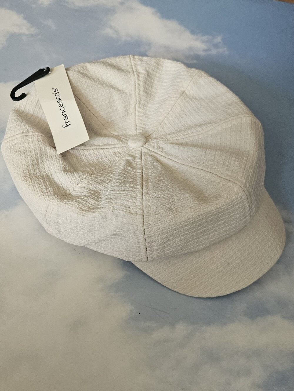 Francesca's Cream Textured Newsboy Cap Cabby Hat Driving Hat